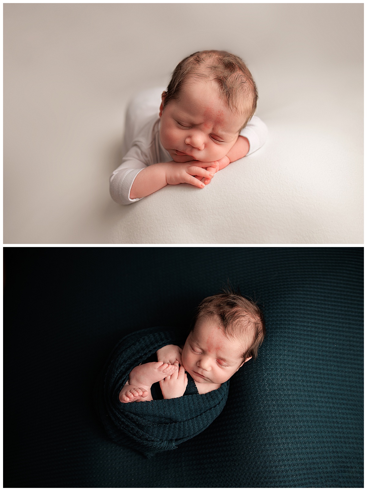 Baby lays quietly on blankets showing Why Newborn Photography is Worth the Investment