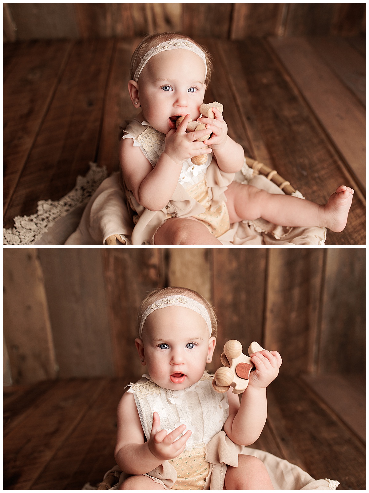 Little baby sits in a basket for Yaffa Koff Photography