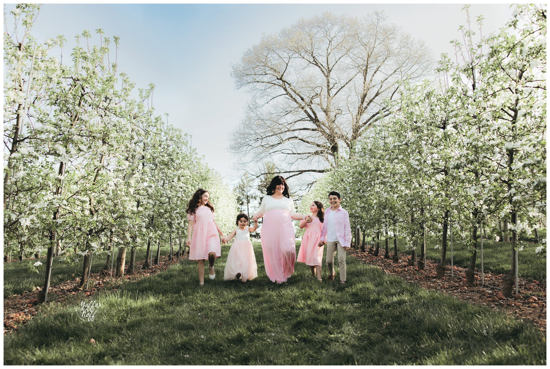 Family walk together holding hands for Silver Spring Family Photographer