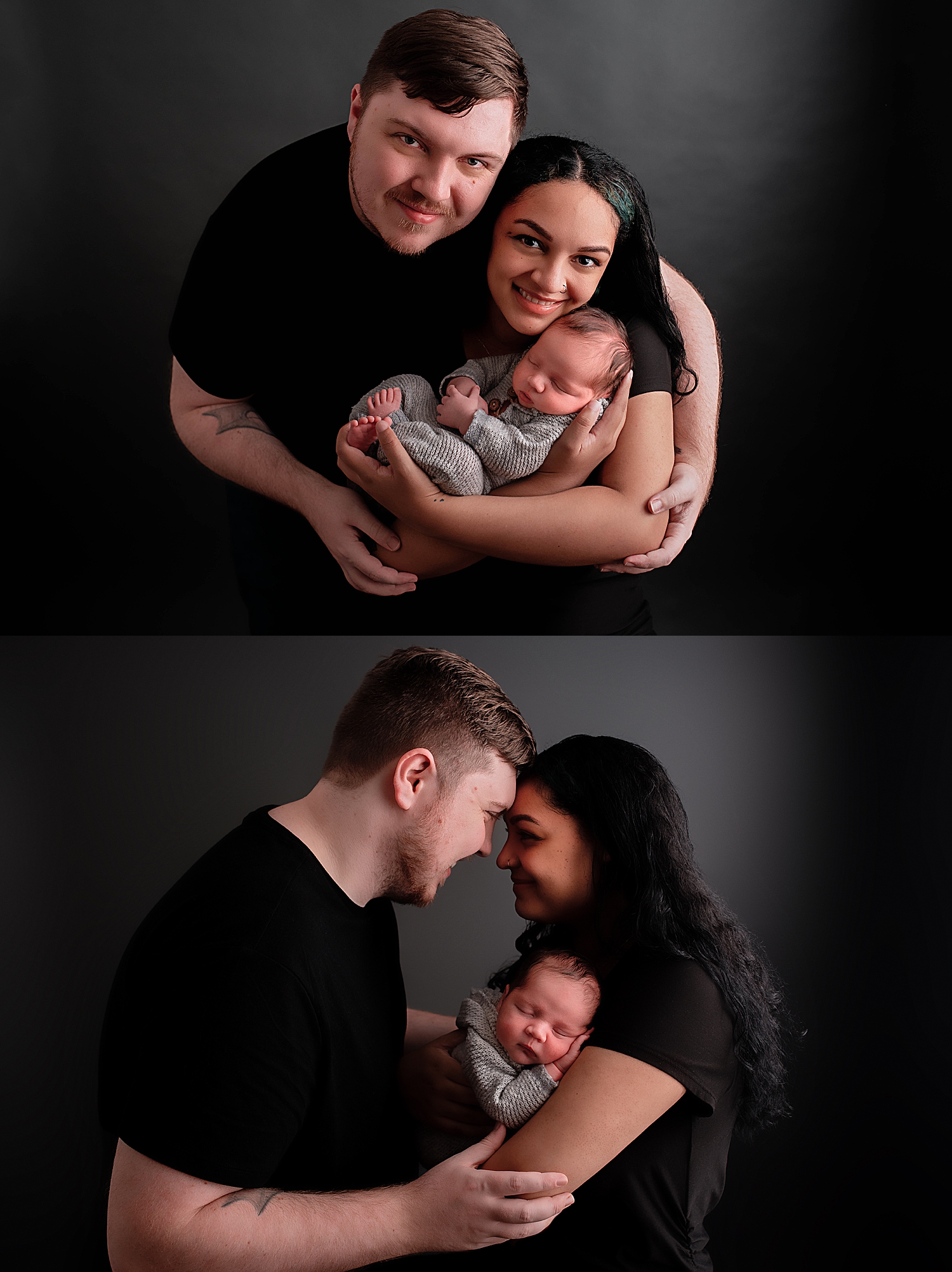 new parents hold their baby in studio by Yaffa Koff Photography