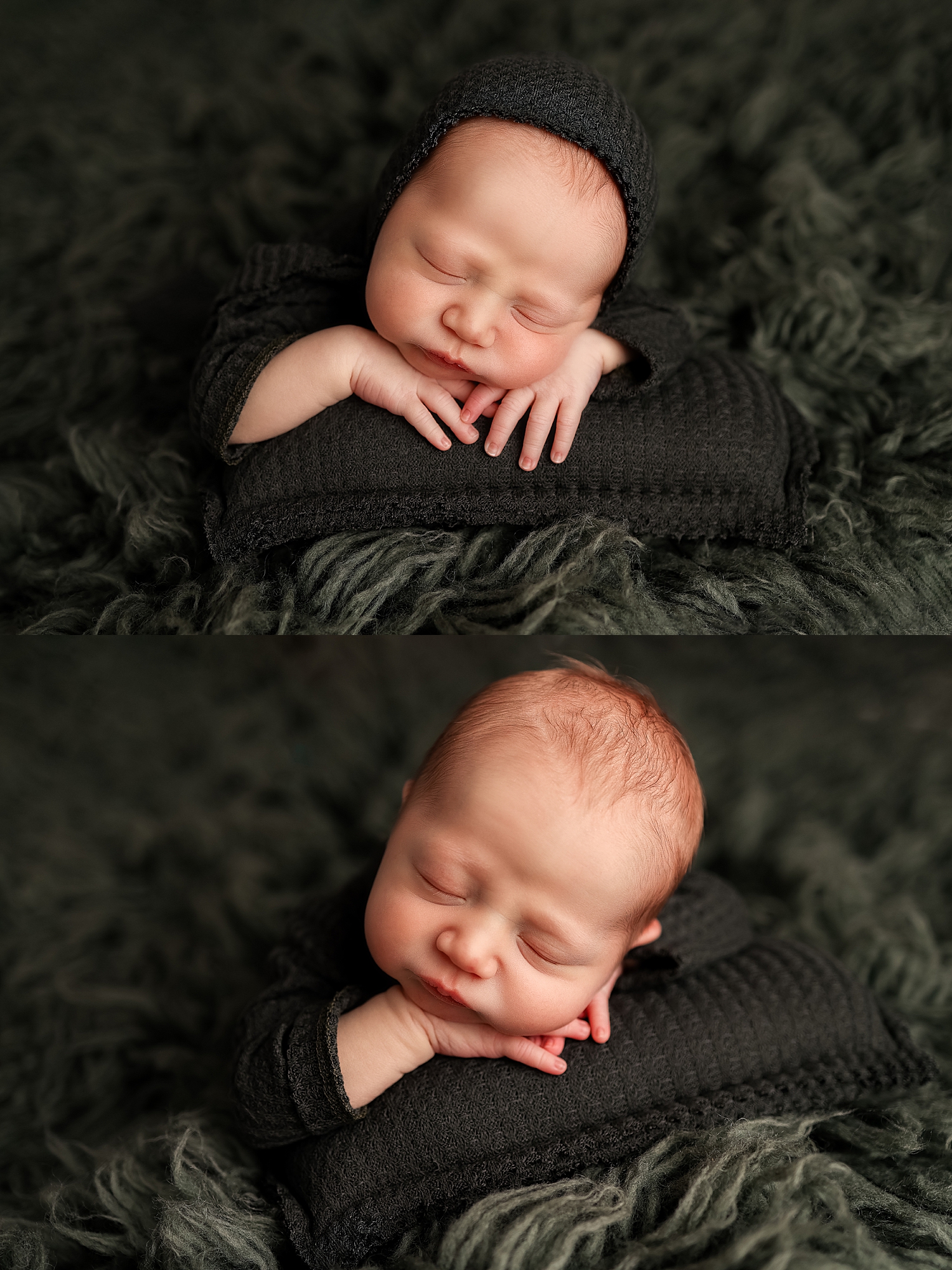 tiny little one on green blanket by Yaffa Koff Photography