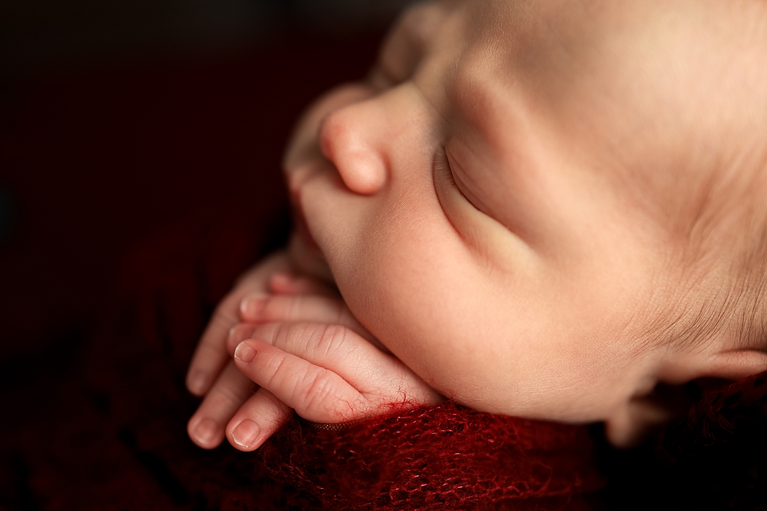 tiny facial details for infant by Silver Spring Family Photographer