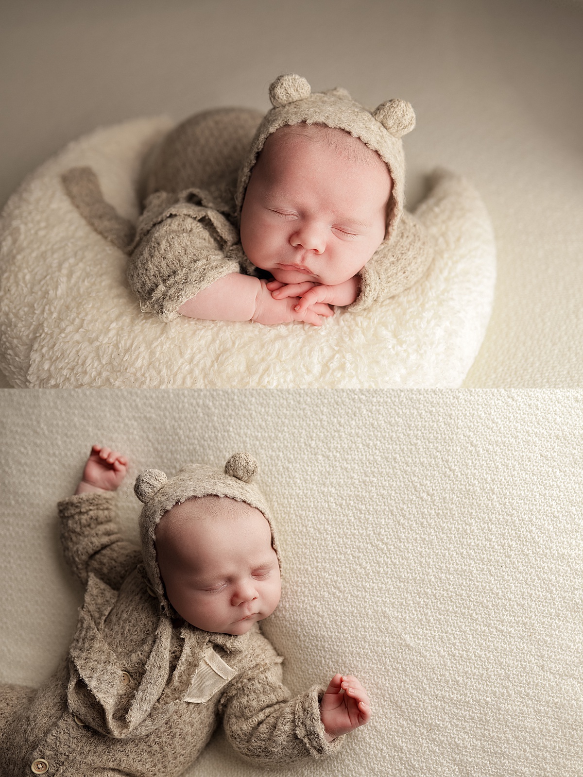 sweet baby with bear ear hat on by Yaffa Koff Photography